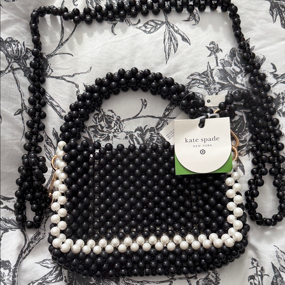 New Kate Spade Black and White Beaded Mini Bag